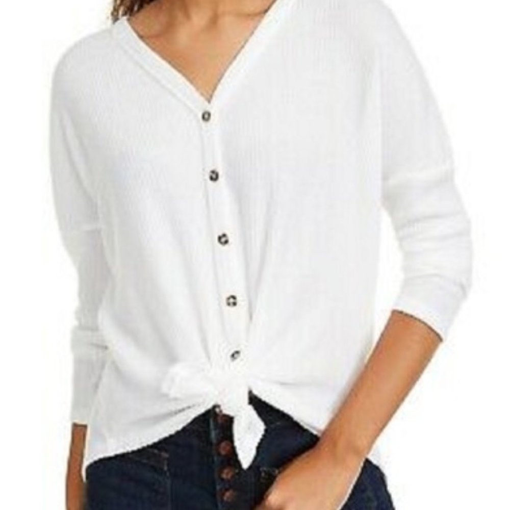 Macy's Ultra Flirt Tie-Hem Thermal Top - Juniors XL NWT